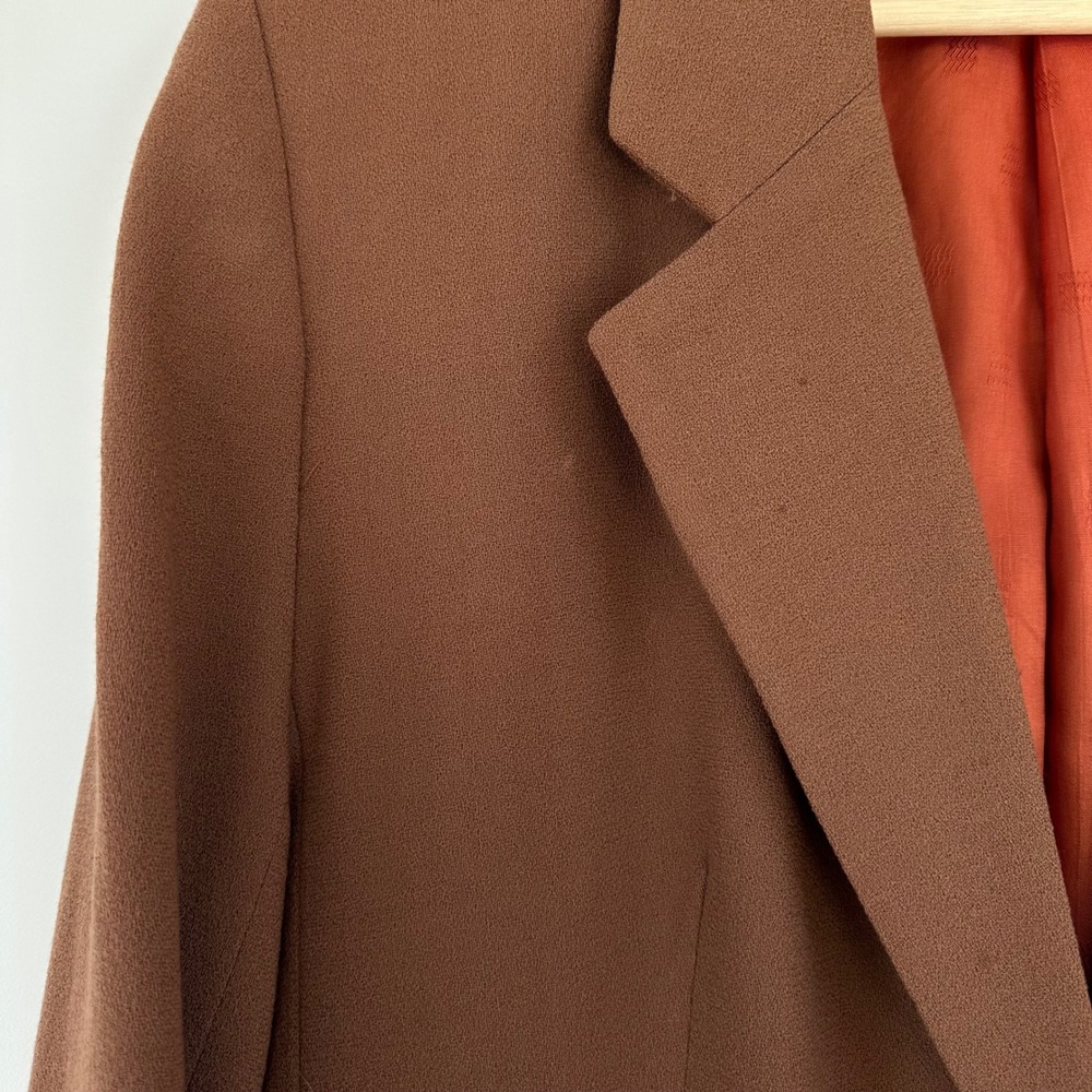 Tailored by Harlan Vintage Women's Brown‎ Blazer Rust 16 Large 90s - Picture 7 of 13